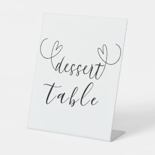 Moderne Hochzeits-Dessert-Tisch in Schwarz-Weiß Sockelschild