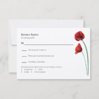 Moderne Hochzeits-Einladungskarte mit rotem Mohn,