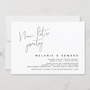 Moderne Hochzeits-Elopement-Party, Jetzt wird gefe Einladung