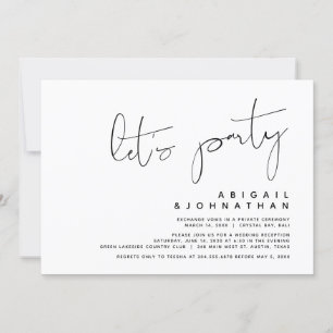 Moderne Hochzeits-Elopement-Party, Lasst uns feier Einladung