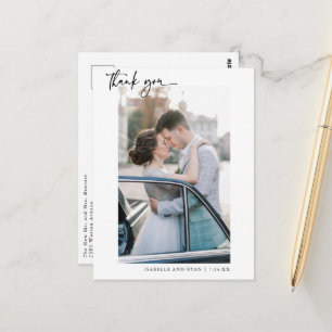 Moderne Hochzeits-Kalligrafie-Foto-Dankeschön Postkarte