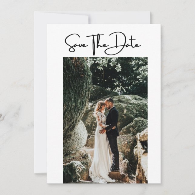 Moderne Hochzeits-Save-the-Date-Karte mit Foto-QR- Save The Date (Vorderseite)