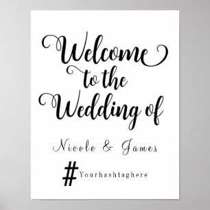 Moderne Hochzeits-Willkommens-Hashtag-Hochzeitssch Poster