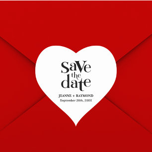 Moderne Hochzeitsankündigung "Save The Date" Herz-Aufkleber