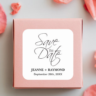 Moderne Hochzeitsankündigung "Save The Date" Quadratischer Aufkleber