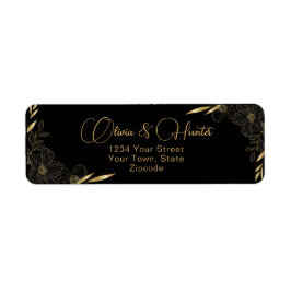 Moderne Hochzeitsansprache Schwarz und Gold Floral