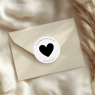 Moderne Hochzeitsbrause Herz-Schrift Runder Aufkleber