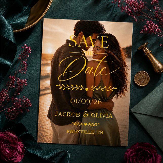 Moderne Hochzeitsdatum-Gestaltung Save The Date Magneteinladung (modern_wedding_date_design_save_the_date)