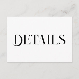 Moderne Hochzeitsdetails Minimalistisches Schwar Begleitkarte