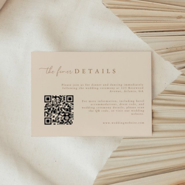 Moderne Hochzeitsdetails QR-Code-Beilagekarte Begleitkarte (Von Creator hochgeladen)