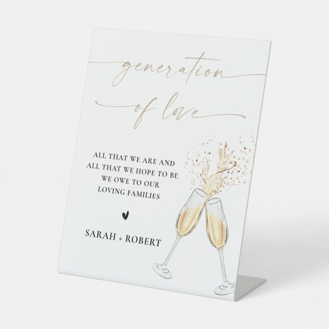 Moderne Hochzeitsdusche Generation der Liebe Schil Sockelschild (Vorderseite)