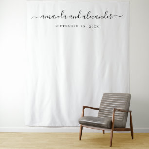 Moderne Hochzeitseingangskulisse   Minimal Schrift Wandteppich