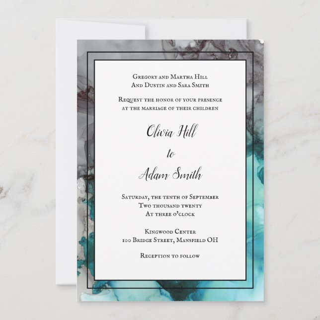 Moderne Hochzeitseinladung Abstrakt Einladung (Rückseite)