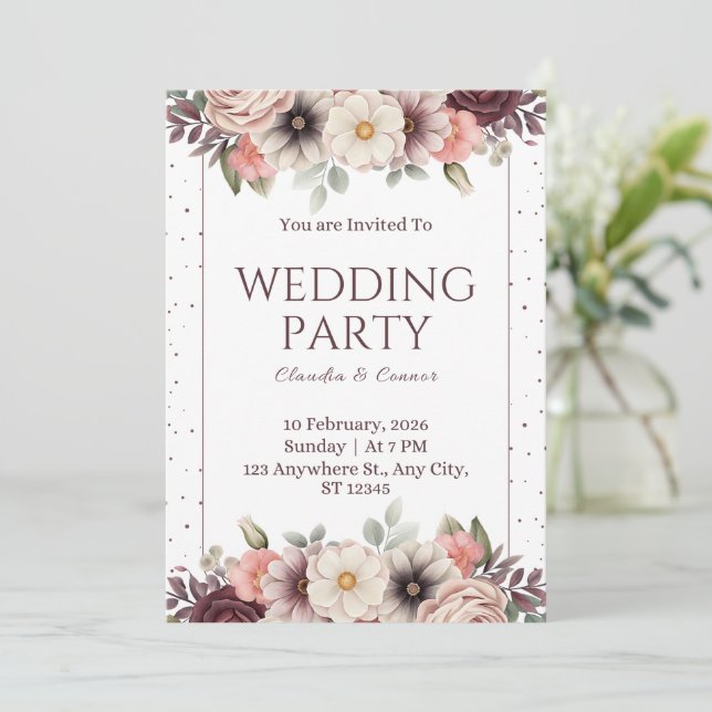 Moderne Hochzeitseinladung Elegantes Minimaldesign Einladung (Stehend Vorderseite)