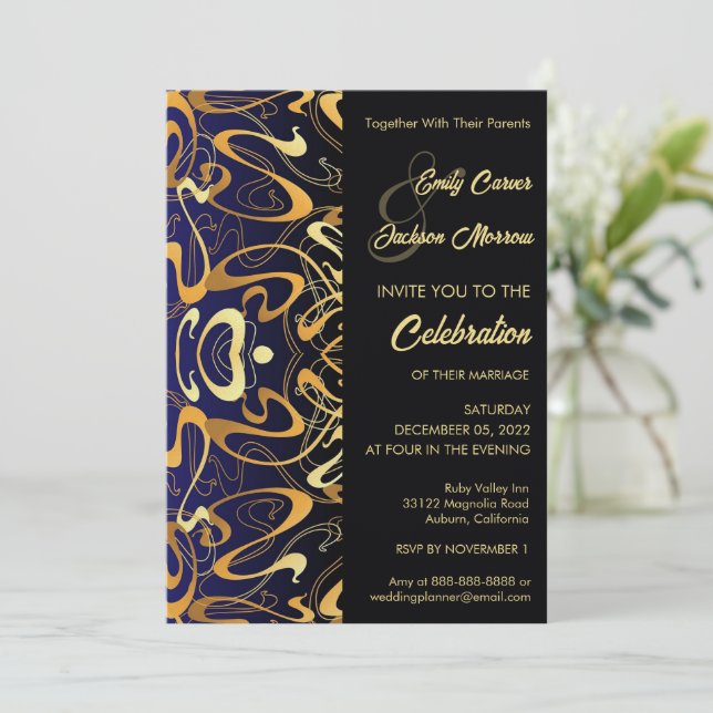 Moderne Hochzeitseinladung im Design Einladung (Stehend Vorderseite)