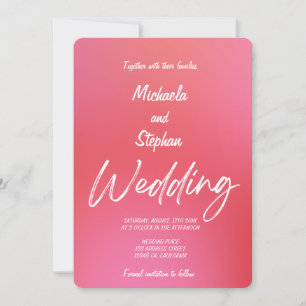 Moderne Hochzeitseinladung im rosanen und orangen  Einladung