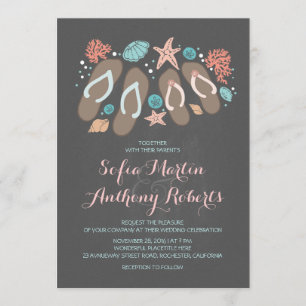 moderne Hochzeitseinladung mit Flip Flops Einladung