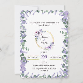 Moderne Hochzeitseinladung mit Lila Fluss Einladung