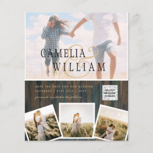 Moderne Hochzeitseinladung mit PHOTO QR-Code zum S Flyer