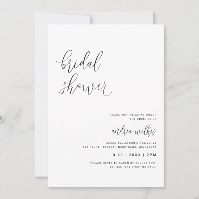 Moderne Hochzeitseinladung mit QR-Code Einladung (Vorderseite)