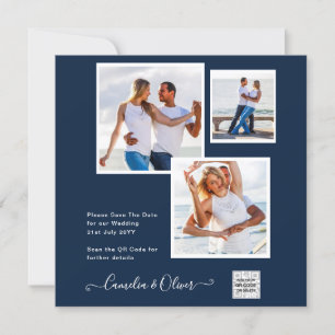 Moderne Hochzeitseinladung PHOTO mit QR CODE RSVP  Einladung