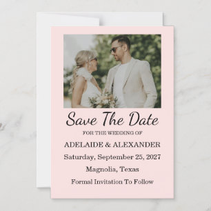 Moderne Hochzeitseinladung Pink Blush Save The Dat Magneteinladung