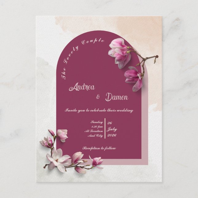 Moderne Hochzeitseinladung Postkarte (Vorderseite)