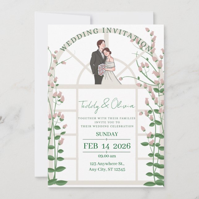 Moderne Hochzeitseinladungssuite Einladung (Vorderseite)