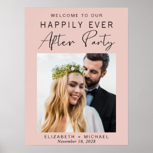 Moderne Hochzeitsempfang-Empfang mit Foto in Rosa Poster