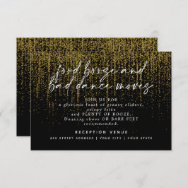 Moderne Hochzeitsempfehlung Gold Black Glitzer Einladung