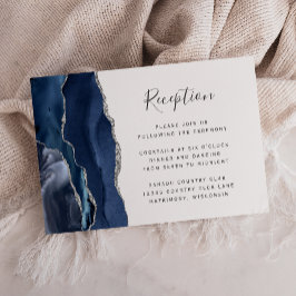 Moderne Hochzeitsempfehlung mit blauem Silber Begleitkarte