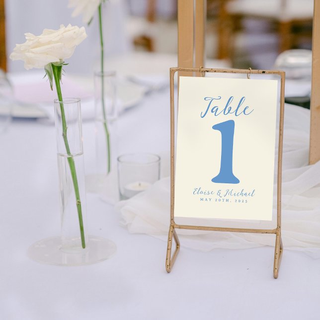 Moderne Hochzeitsempfehlung Tischnummer (Add a refined and organized touch to your reception with this Modern Blue Table Number!)
