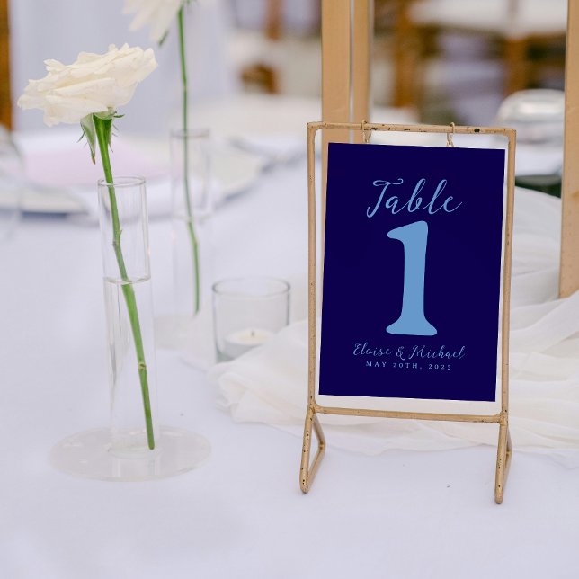 Moderne Hochzeitsempfehlung Tischnummer (Add a refined and organized touch to your reception with this Modern Blue Table Number!)