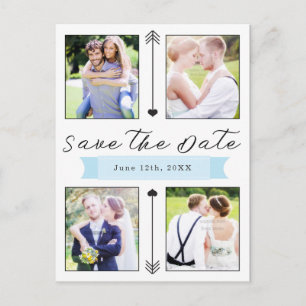 Moderne Hochzeitsengagement 4 Foto Save the Date Postkarte