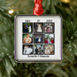 Moderne Hochzeitsfeier 9 FotoCollage Ornament Aus Metall<br><div class="desc">Angepasste moderne Hochzeitstag 9 FotoCollage. Personalisieren Sie dieses Jubiläumsgeschenk für ihn, Hochzeitsgeschenk, Jubiläum Collage Geschenk, Custom Collage Geschenk, personalisierte Hochzeitsgeschenk Foto mit 9 Fotos, Hochzeitstag und Namen von Paaren.</div>
