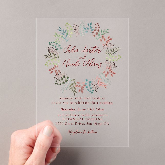 Moderne Hochzeitsfeier am Blue Sea Muschel Beach Acryleinladungen (Insitu (Handheld))