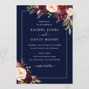 Moderne Hochzeitsfeier der Marine Einladung