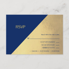 Moderne Hochzeitsfeier für Navy Blue & Gold Foil U RSVP Karte