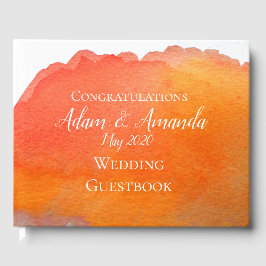 Moderne Hochzeitsfeier in Orangenpfirsichfarben Gästebuch