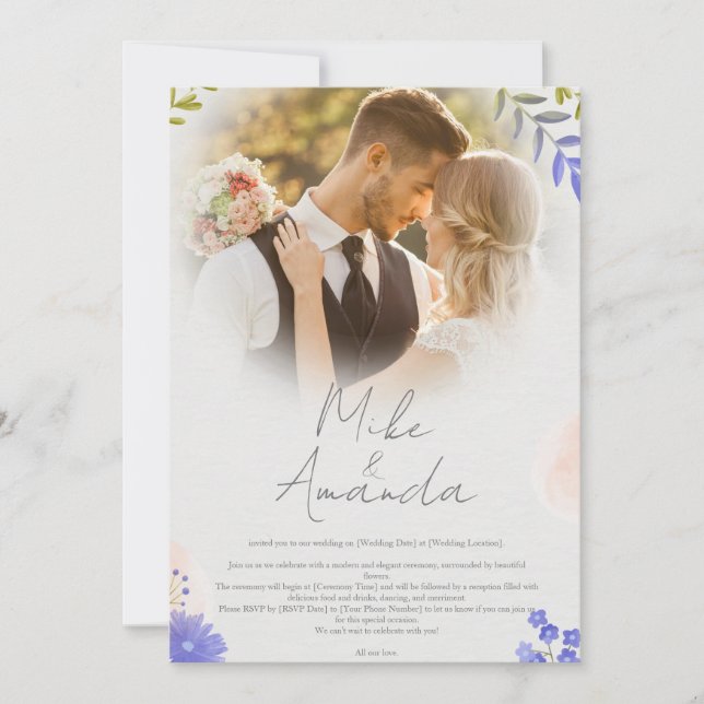 Moderne Hochzeitsfeier mit individueller Note Einladung (Vorderseite)