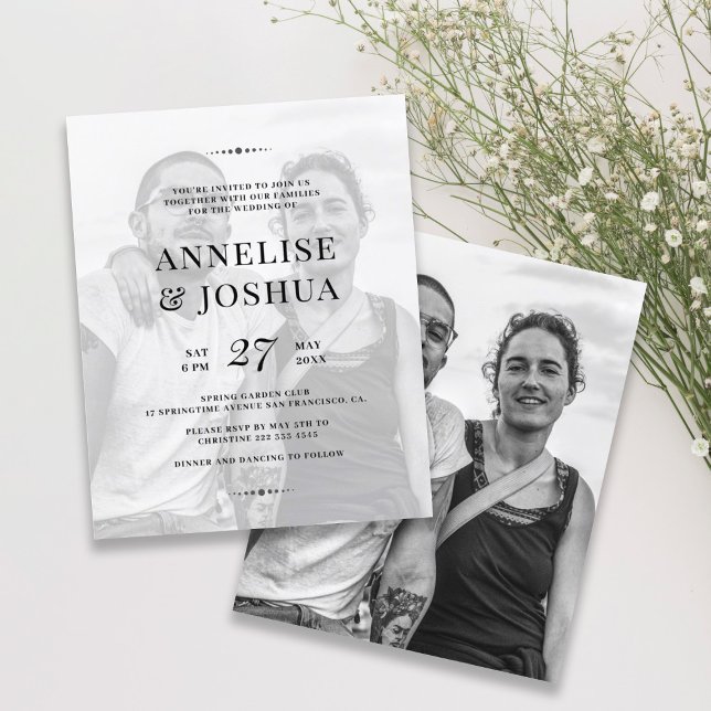 Moderne Hochzeitsfeier mit weißem Foto (Von Creator hochgeladen)