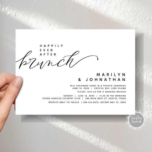 Moderne Hochzeitsfeier nach dem Brunch glücklich Einladung (Modern Romantic Minimalist Post Wedding Elopement Happily Ever After Brunch Party Invitation Card)