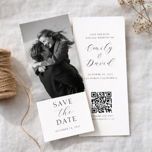 Moderne Hochzeitsfoto-Save-the-Date-Karte mit QR-C Save The Date