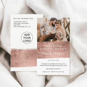 Moderne Hochzeitsfotografie Rose Goldbürste Visitenkarte