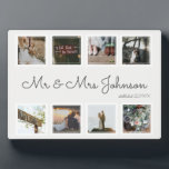 Moderne Hochzeitsfotografie vereinbaren Mr. & Mrs. Fotoplatte<br><div class="desc">Stellen Sie Ihre Lieblingsfotos mit diesem modernen quadratischen Foto-Collage-Design auf. Sie können Ihren verheirateten Namen und das Hochzeitsjahr hinzufügen,  um zu personalisieren. Das wäre auch ein wunderbares Geschenk für Ihre Eltern oder Großeltern.</div>