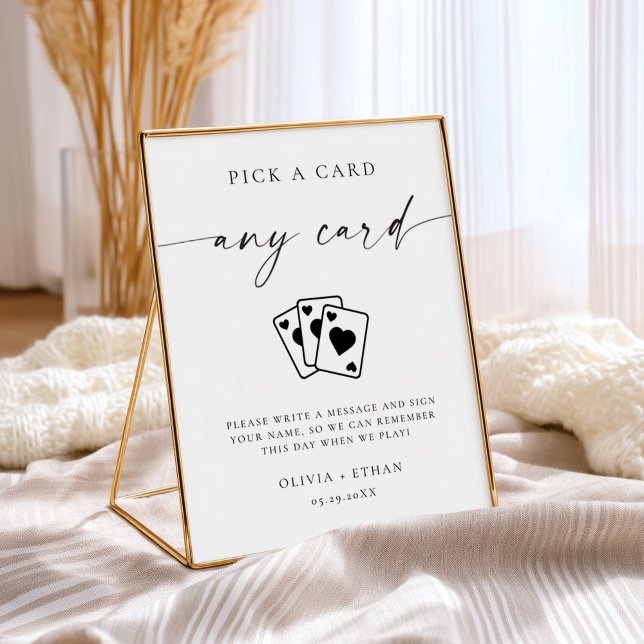 Moderne Hochzeitsgästebuch-Schautafel Poster (Playing Cards Wedding Guest Book Sign )