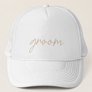 Moderne Hochzeitsgesellschaft Beige Schrift Truckerkappe