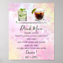 Moderne Hochzeitsgetränke Menü Cocktails Abbildung Poster