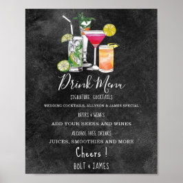 Moderne Hochzeitsgetränke Menü Cocktails Abbildung Poster