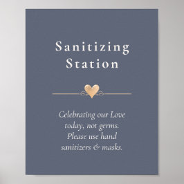 Moderne Hochzeitsherz-Sanierungsstation Navy Blue Poster
